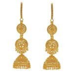 Shreyadzines Traditional Ethnic collection gold plated jhumki jhumka earrings with attached ear chains for women - Fast Shipping to USA & Canada