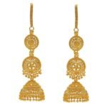 Shreyadzines Traditional Ethnic collection gold plated jhumki jhumka earrings with attached ear chains for women - Fast Shipping to USA & Canada