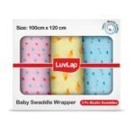 LuvLap Cotton Muslin Swaddle Set Dots Hearts, Pack of 3 - Fast Shipping to USA & Canada