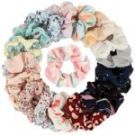 FAMEZA 12 Pcs Chiffon Hair Bands Ponytail Ties Hair Scrunchies Flower Hair Scrunchies Girl Hair Accessory, Great For Casual And Party Dress, Multicolor - Fast Shipping to USA & Canada