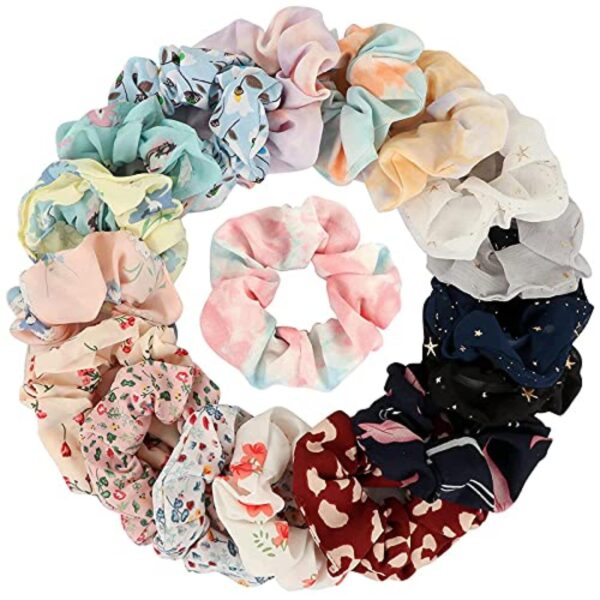 FAMEZA 12 Pcs Chiffon Hair Bands Ponytail Ties Hair Scrunchies Flower Hair Scrunchies Girl Hair Accessory, Great For Casual And Party Dress, Multicolor - Fast Shipping to USA & Canada