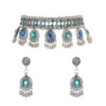 Shreyadzines Antique Traditional Latest Oxidised Fancy Choker Stone Necklace Jewellery Set for Women for Wedding - Fast Shipping to USA & Canada