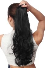 ZALYA Wavy/Curly Claw Clip Clutcher Ponytail Black Hair Extensions 22 inch For Women & Girls - Fast Shipping to USA & Canada