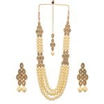 Shreyadzines Fashion Jewelry Gold Plated Kundan Fancy Necklace Traditional Jewellery Set with Earrings and Tikka for Women & Girls - Fast Shipping to USA & Canada