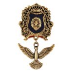 Mahi Lion Face Design & Bird Shaped Meenakari Work Wedding Brooch for Men (BP1101184G) - Fast Shipping to USA & Canada