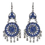 Shreyadzines Designer Afghani Oxidized Silver Enamel Earrings for Women and Girls (Blue) - Fast Shipping to USA & Canada