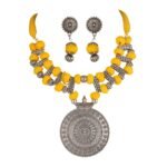 Shreyadzines Fashion Afghani Silver Oxidized Beaded Ethnic Handmade Tribal Statement Choker Thread Pendant Necklace Earrings Jewelry Set - Fast Shipping to USA & Canada