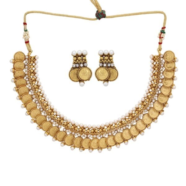 Shreyadzines Temple Jewelry Gold Plated Ginni Choker Necklace Jewelry Set for Women & Girls - Fast Shipping to USA & Canada