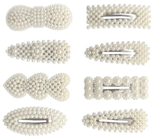 ANNACREATIONS 8 Piece Korean Style Pearl Metal Hair clips, Plastic Pearl Barrettes Hairpin for Women & Girls(White) - Fast Shipping to USA & Canada