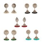 Shreyadzines Combos Lovely Colors Golden Silver Oxidised Traditional Stud ChandBali Jhumka Beaded Earrings for Women and Girls - Fast Shipping to USA & Canada