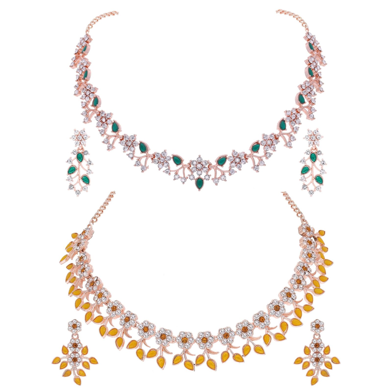 81gmswADUgL-1.jpg Bardo Antique Rose Gold AD Choker Set - Fast Shipping to USA & Canada - Image 1