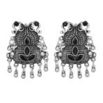 Shreyadzines Lightweight Oxidized Silver Stone Stud Statement Earrings for Women/Girls - Fast Shipping to USA & Canada