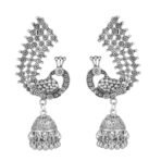 Shreyadzines Traditional Designer Oxidized Silver Peacock Jhumki Jhumka Earrings for Women and Girls (Style2) - Fast Shipping to USA & Canada