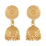 Shreyadzines Shreyadzines Traditional Temple Jewellery 18k One Gram Gold Ethnic South Indian Meenakari Ghungroo Peacock Jhumkas Jhumki Earrings Set For Women girls Latest GOLD JHUMKI - Fast Shipping to USA & Canada