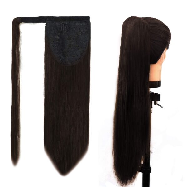 Paradise Straight Wrap Around Ponytail Hair Extensions For Women And Girls (Dark Brown) 160 Gram Pack Of 1Pc - Fast Shipping to USA & Canada