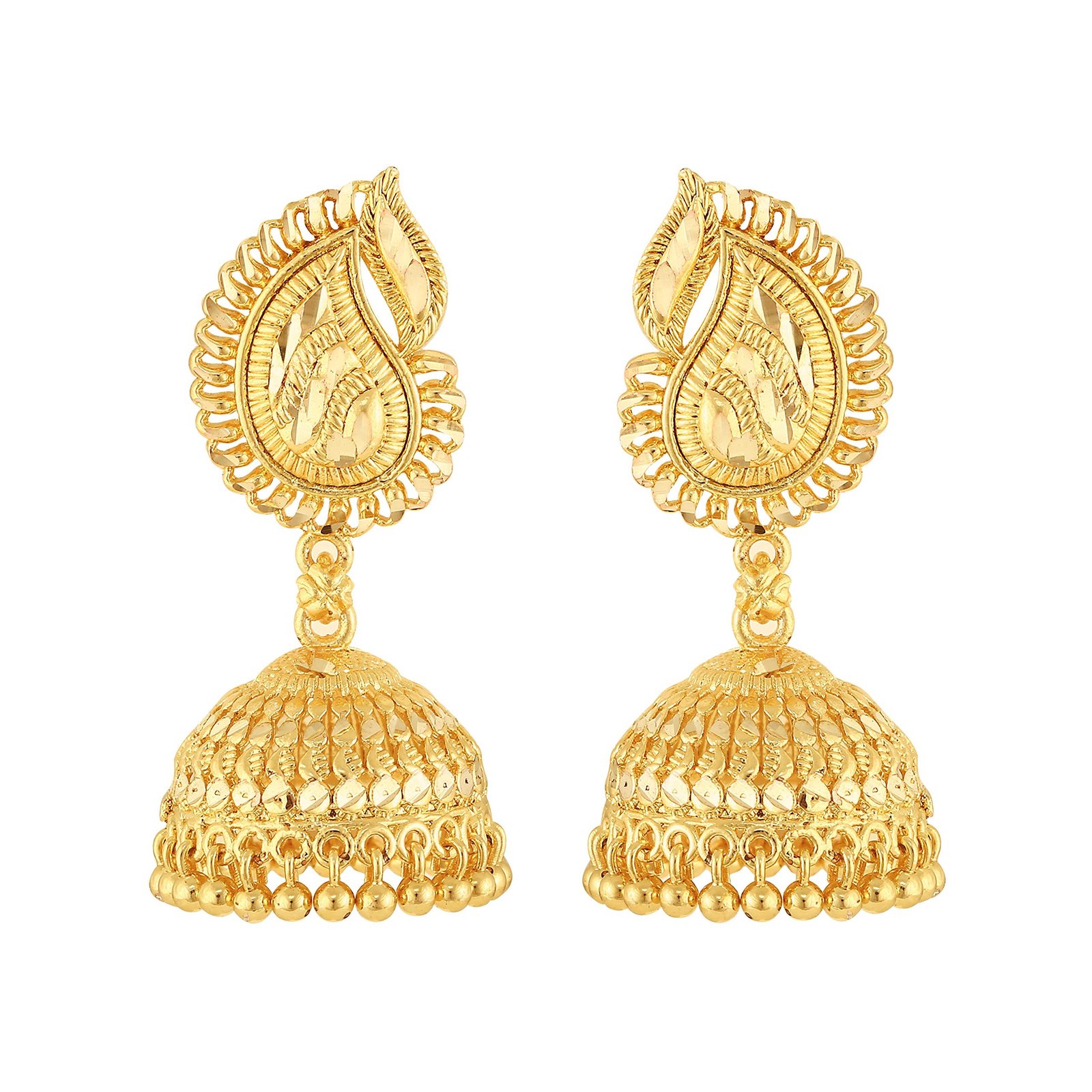 911dBN0SmgL.jpg MEENAZ Gold Meenakari Peacock Ghungroo Stud Earrings (M159) - Fast Shipping to USA & Canada - Image 1