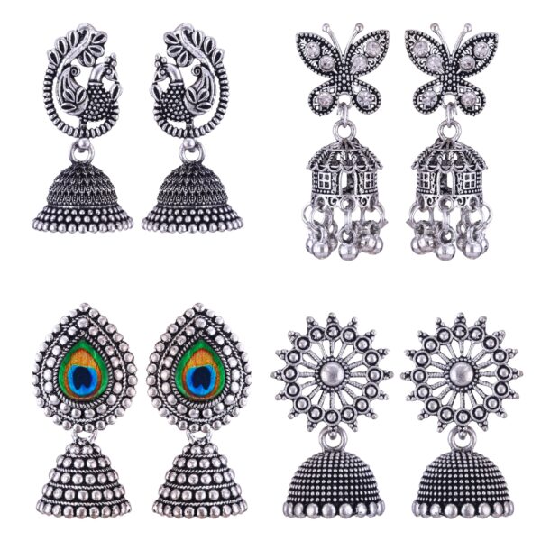 MEENAZ earrings for women fashion jhumka oxidised Silver Earrings for women Combo chandbali pearl stylish Butterfly jhumkas traditional Jhumki Peacock Earrings For girls South Temple Ear Rings -M161 - Fast Shipping to USA & Canada