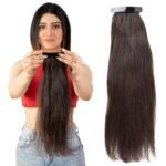 Capilus Flat Clip-In Ponytail Hair Extensions (Brown, 24 Inch) | 100% Natural Human Hair | Changeable Clip | Instant Volume & Length | Original Human Hair Ponytail Extension for Women - Fast Shipping to USA & Canada