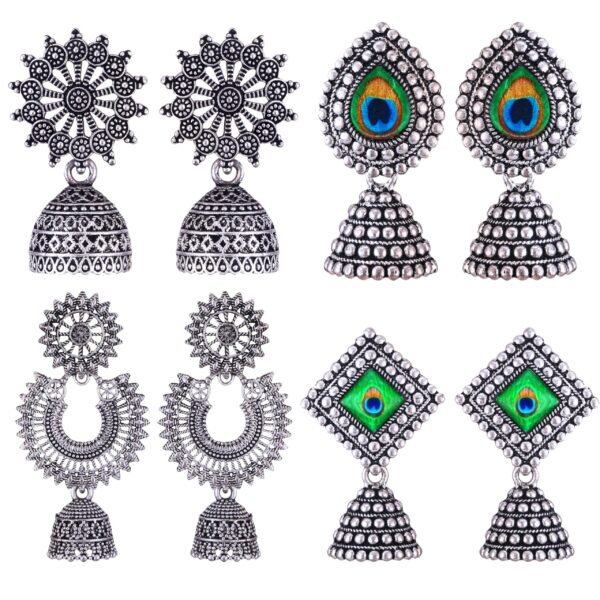 MEENAZ earrings for women fashion jhumka oxidised Silver Earrings for women Combo chandbali pearl chandbali stylish jhumkas traditional Earrings For girls South indian traditional Ear Rings -M123 - Fast Shipping to USA & Canada