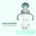 1st Step 330 ml BPA Free Anti-Spill Soft Silicone Weighted Straw Baby Sipper Cup with Twin Handle and Flip Top - Green - Fast Shipping to USA & Canada - Image 4