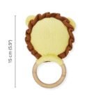 Haus & Kinder Muslin Cotton Lion Teether for Babies ? Pack of 1 | Baby Teether Toy with Rattle | Newborn Baby Teething Toy | Yellow, Wooden Ring with Rattle ? 15cm, Age 0-2 Yr - Fast Shipping to USA & Canada - Image 5