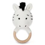 Haus & Kinder Zebra Face Baby Teether - Pack of 1 | Teething Ring for Baby Boys & Girls, 100% Cotton & Natural Wood | White Teething Toy with Rattle | 0-2 Years | Soft & Safe for Gums - Fast Shipping to USA & Canada - Image 2