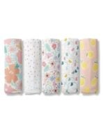 haus & kinder Eleflora Collection 100% Cotton Muslin Baby Swaddles Wrap for Newborn Baby, Size 100cm x 100cm, Pack of 5 (Ditsy Bloom, Floral,Dots, Elephant, Pineapple, Multicolor) - Fast Shipping to USA & Canada - Image 2