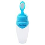 1st Step Non-Spill Soft Squeezy Silicone Cereal Feeder with Hygienic Spoon Cover - Blue - Fast Shipping to USA & Canada - Image 5