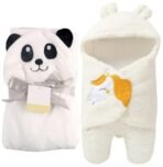 First Kick Baby Blankets New Born Combo Pack of Hooded Wrapper Sleeping Bag and Baby Bath Towel for 0-6 Months Baby Boys and Baby Girls Pack of 2, Flannel, white Panda, Unicorn white, lightweight - Fast Shipping to USA & Canada - Image 2