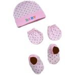 First Kick Baby Mitten Booty Cap Set - 3 Sets (Multicolour) Mittens for New Born Baby 0-6 Months | Useful | Pocket-Friendly | Soft New Born Cotton - Fast Shipping to USA & Canada - Image 4