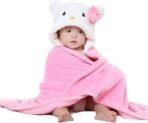 First Kick Baby Blankets Polycotton New Born Combo Pack of Hooded Wrapper Sleeping Bag and Baby Bath Towel for 0-6 Months Baby Boys and Baby Girls Pack of 2, Baby Pink, L 80 cm x B 80 cm - Fast Shipping to USA & Canada - Image 4