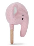 Haus & Kinder Baby Teether Toy ? Pink Jumbo Face with Wooden Ring & Rattle | Soft Muslin Cotton | Soothing Teething Toy for Newborns (15cm, 0?2 Years) - Fast Shipping to USA & Canada - Image 4