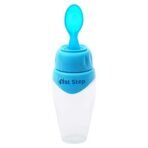 1st Step Non-Spill Soft Squeezy Silicone Cereal Feeder with Hygienic Spoon Cover - Blue - Fast Shipping to USA & Canada - Image 6