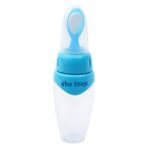 1st Step Non-Spill Soft Squeezy Silicone Cereal Feeder with Hygienic Spoon Cover - Blue - Fast Shipping to USA & Canada - Image 2