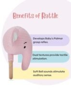 Haus & Kinder Baby Teether Toy ? Pink Jumbo Face with Wooden Ring & Rattle | Soft Muslin Cotton | Soothing Teething Toy for Newborns (15cm, 0?2 Years) - Fast Shipping to USA & Canada - Image 6