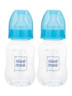 Mee Mee Premium Glass Feeding Bottle with Eazy-Flow Technology, Anti-Colic Valve,Anti Slip,BPA-Free Baby Feeding Bottle for Babies & Toddlers(Blue, 120Ml) - Fast Shipping to USA & Canada - Image 2