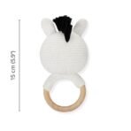 Haus & Kinder Zebra Face Baby Teether - Pack of 1 | Teething Ring for Baby Boys & Girls, 100% Cotton & Natural Wood | White Teething Toy with Rattle | 0-2 Years | Soft & Safe for Gums - Fast Shipping to USA & Canada - Image 4