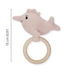 Haus & Kinder Finny Dolphin Baby Teether ? Pack of 1 | Blush, 15cm, 0-2 Years | Soft Knitted Fabric with Natural Wood Ring & Rattle | Sensory Toy & Gift for Newborns, Soothing Teether - Fast Shipping to USA & Canada - Image 4