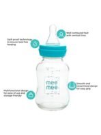 Mee Mee Premium Glass Feeding Bottle with Eazy-Flow Technology, Anti-Colic Valve,Anti Slip,BPA-Free Baby Feeding Bottle for Babies & Toddlers(Blue, 120Ml) - Fast Shipping to USA & Canada - Image 4
