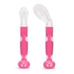 1st Step BPA Free Baby Angular Self Feeding Spoons Set with Silicone Tip (Pink) - Fast Shipping to USA & Canada - Image 2