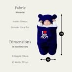 First Kick Baby Blankets New Born Combo Pack of Hooded Wrapper Sleeping Bag and Baby Bath Towel for 0-6 Months Baby Boys and Baby Girls Pack of 2, Flannel, Navy Blue Mom & Kitty, lightweight - Fast Shipping to USA & Canada - Image 6