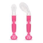 1st Step BPA Free Baby Angular Self Feeding Spoons Set with Silicone Tip (Pink) - Fast Shipping to USA & Canada