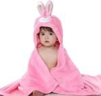 First Kick Baby Blankets New Born Combo Pack of Hooded Wrapper Durable Fleece Polyester Sleeping Bag and Baby Bath Towel for 0-6 Months Baby Boys and Baby Girls Pack of 2 Pink Rabbit, Unicorn Pink - Fast Shipping to USA & Canada - Image 3
