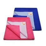 Tidy Sleep Instadry Anti-Piling Fleece Extra Absorbent Quick Dry Sheet for New Born Babies, Cotton Bed Protector Mattress Pack of 2 Pink-Blue Large (140x100) cm - Fast Shipping to USA & Canada - Image 2