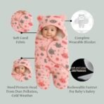 First Kick Baby Blanket New Born Pack of Hooded Printed Swaddle Wrapper Bag Pack of 2 Pcs, 0-6 Months, L 70 cm x B 70 cm - Fast Shipping to USA & Canada - Image 3