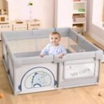StarAndDaisy playpen for Babies, Portable Baby Activity Play Pen with Safety Lock, Play Gate Fence for Kids, Toddlers -Indoor Activity - (120 * 120 cm-Grey) - Fast Shipping to USA & Canada - Image 2