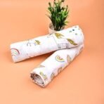 MOM'S HOME Organic Cotton Baby Muslin Swaddle Combo | Rainbow & Unicorn | 100X100 cm | 0-12 Months | Multicolor | Pack of 2 - Fast Shipping to USA & Canada - Image 4