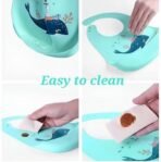 First Kick Baby Silicone Bibs | Feeding & Weaning Bibs for Babies & Toddlers | Waterproof, Washable, Reusable | Easy Clean, Non-Messy, Adjustable Neckline with Buttons | Pack of 2(Grey & Royal Blue) - Fast Shipping to USA & Canada - Image 6