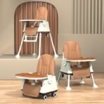 StarAndDaisy High Chair for Baby/Baby Feeding Chair for 0 to 5 Years with 4 in-1 Multifunctions/High Chair with Height Adjustable, Detachable Tray & One-Hand Adjustable - Coffee - Fast Shipping to USA & Canada - Image 2