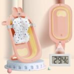 StarAndDaisy Foldable Infant Bath Tub, Collapsible Newborn Toddler Folding Bathing Support Bathtub with Cushion for 0-3 Years Kids (Baby Pink) - Fast Shipping to USA & Canada - Image 2